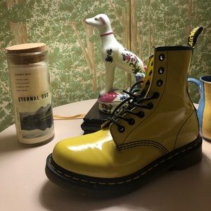 Patent leather yellow dr martens